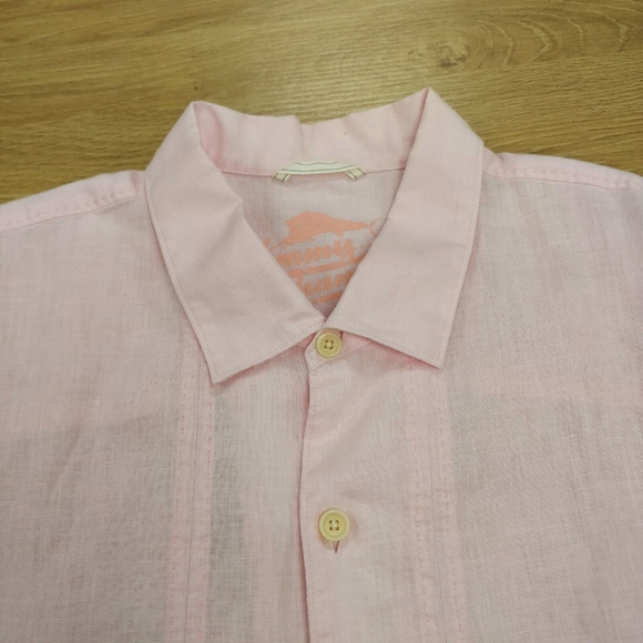 TOMMY BAHAMA Short Sleeve 100% Linen Shirt Beachy Bowling Style Pink Men's XXL - Picture 3 of 9